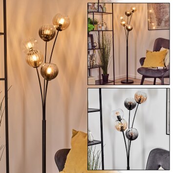Koyoto Luminarias esféricas, Lámpara de pie Colores ámbar, Transparente, Ahumado, 5 luces Koyoto Luminarias esféricas, Lámpara de pie Colores ámbar, Transparente, Ahumado, 5 luces