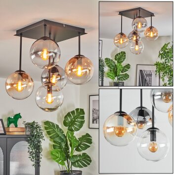 Gastor Plafones, Luminarias esféricas Colores ámbar, Transparente, Ahumado, 5 luces