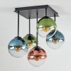 Gastor Plafones, Luminarias esféricas Azul, Verde, Transparente, Color cobre, 5 luces