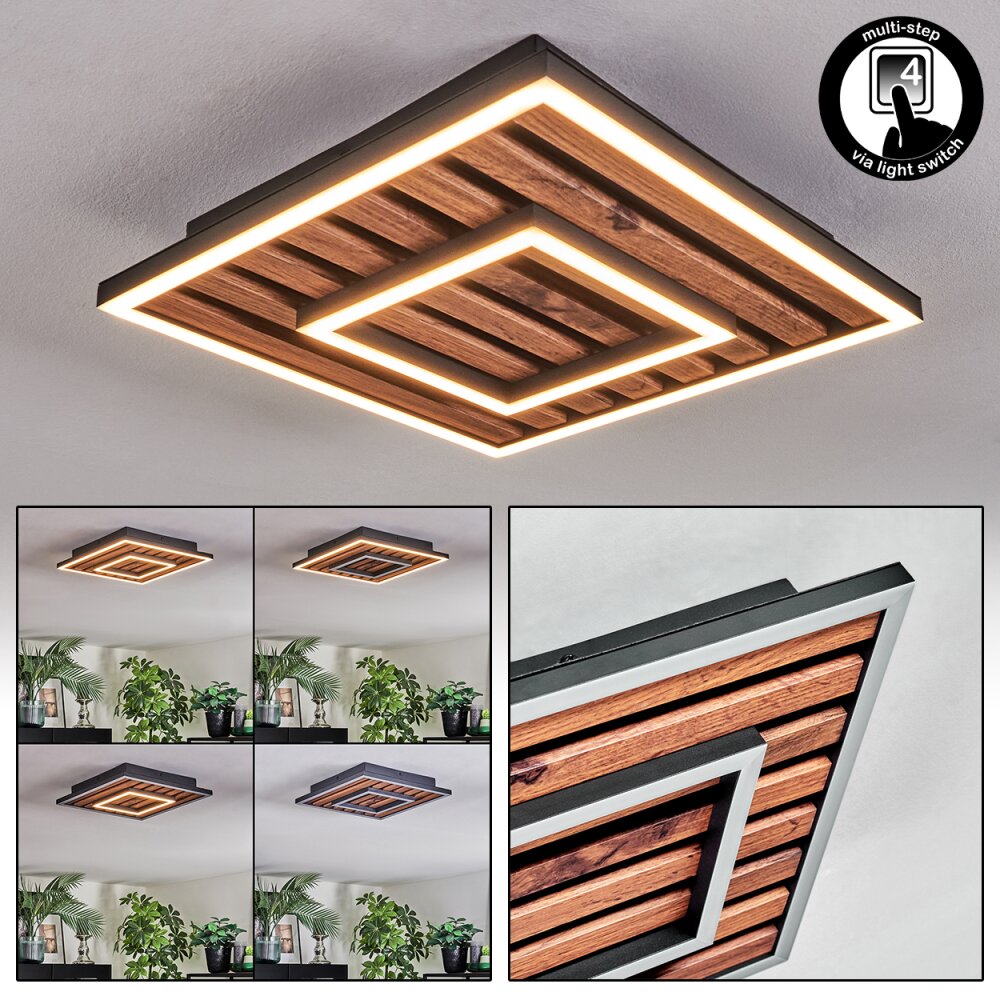 Meron Plafones LED Color madera, Negro, 1 luz main product photo