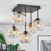 Koyoto Plafones, Luminarias esféricas Colores ámbar, Transparente, 5 luces