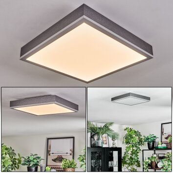 Salmi Plafones, Panel LED Gris, Plata, 1 luz