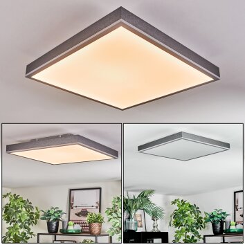 Salmi Plafones, Panel LED Gris, Plata, 1 luz