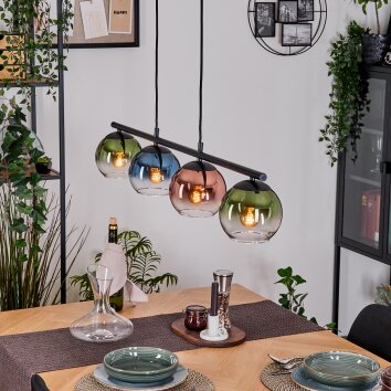 Koyoto Lámparas suspendidas, Luminarias esféricas, Lámparas colgantes Azul, Verde, Transparente, Color cobre, 4 luces