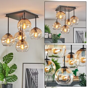 Koyoto Plafones, Luminarias esféricas Colores ámbar, Transparente, 5 luces