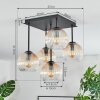 Koyoto Plafones, Luminarias esféricas 37 cm Colores ámbar, Transparente, 5 luces