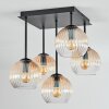 Koyoto Plafones, Luminarias esféricas 37 cm Colores ámbar, Transparente, 5 luces