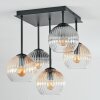 Koyoto Plafones, Luminarias esféricas 37 cm Colores ámbar, Transparente, Ahumado, 5 luces