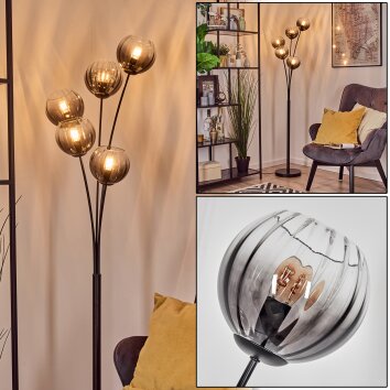 Koyoto Luminarias esféricas, Lámpara de pie Transparente, Ahumado, 5 luces