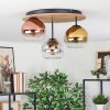 Koyoto Plafones, Luminarias esféricas 40 cm Marrón, Color madera, Negro, 3 luces