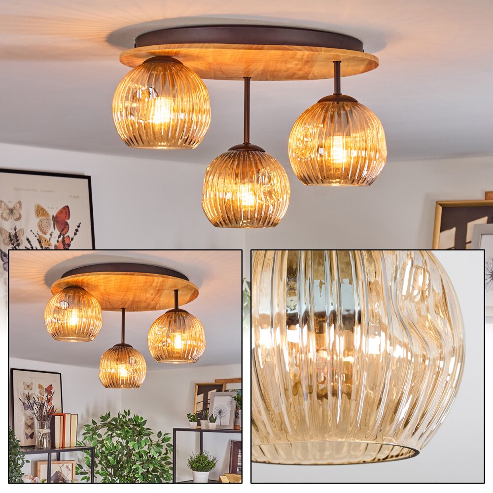 Ripoll Plafones, Luminarias esféricas Crudo, Negro, 3 luces main product photo