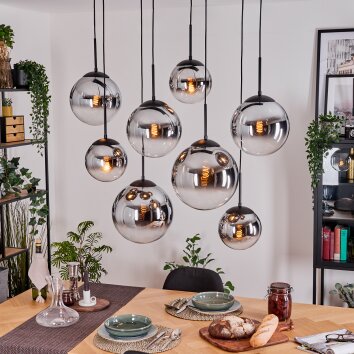 Gastor Lámparas suspendidas, Luminarias esféricas, Lámparas colgantes Cromo, Transparente, Ahumado, 8 luces