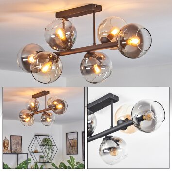 Koyoto Plafones, Luminarias esféricas Colores ámbar, Transparente, Ahumado, 6 luces