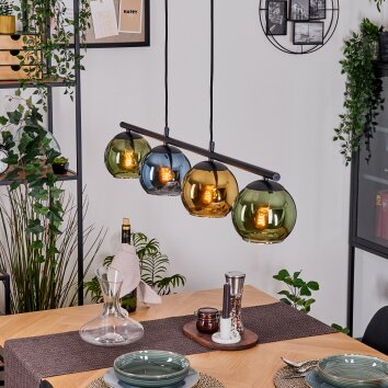 Koyoto Lámparas suspendidas, Luminarias esféricas, Lámparas colgantes Azul, dorado, Verde, 4 luces