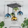 Koyoto Plafones, Luminarias esféricas Azul, dorado, Verde, Transparente, 5 luces