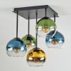 Koyoto Plafones, Luminarias esféricas Azul, dorado, Verde, Transparente, 5 luces