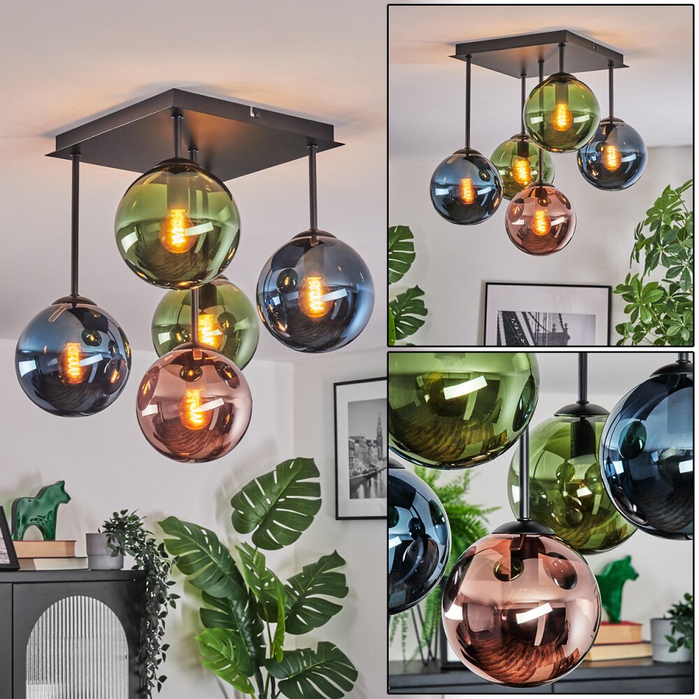 Gastor Plafones, Luminarias esféricas Azul, Verde, Color cobre, 5 luces main product photo