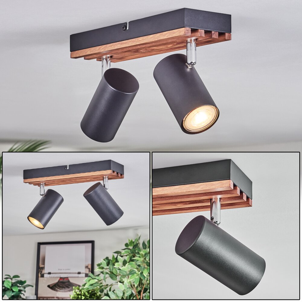 Orlan Plafones, Spot techo Cromo, Crudo, Negro, 2 luces main product photo