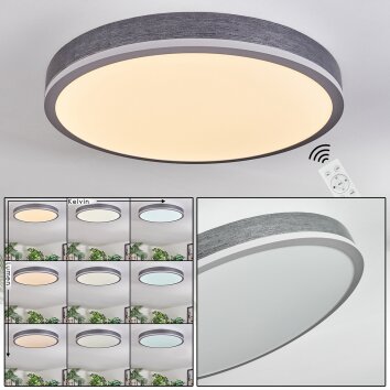 Salmi Plafones, Panel LED Gris, Plata, 1 luz, Mando a distancia