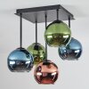 Koyoto Plafones, Luminarias esféricas 37 cm Azul, Verde, Color cobre, 5 luces