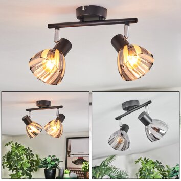 Saire Plafones, Spot techo Cromo, Negro, 2 luces