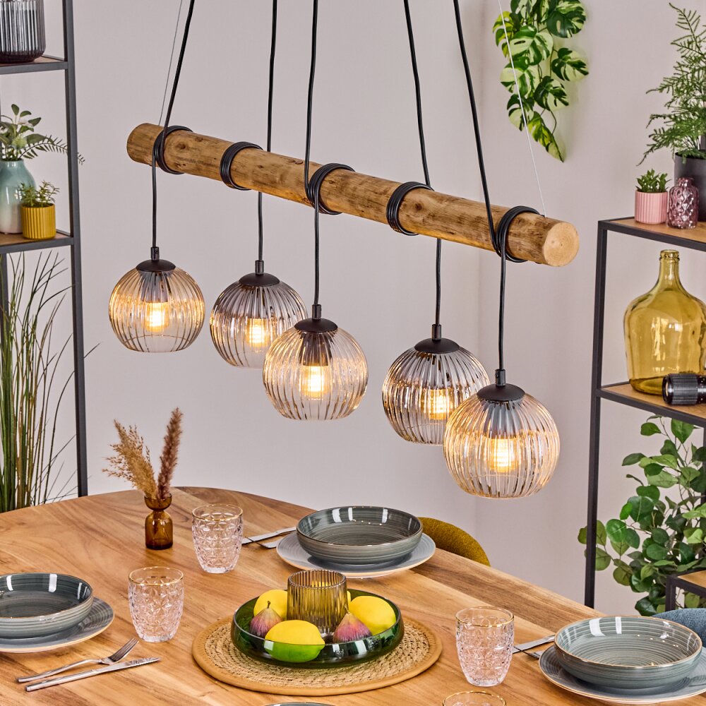 Koyoto Lámparas suspendidas, Luminarias esféricas, Lámparas colgantes Crudo, Negro, 5 luces main product photo