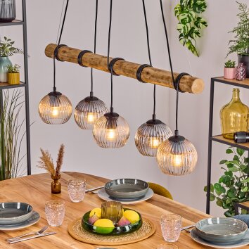 Koyoto Lámparas suspendidas, Luminarias esféricas, Lámparas colgantes Crudo, Negro, 5 luces