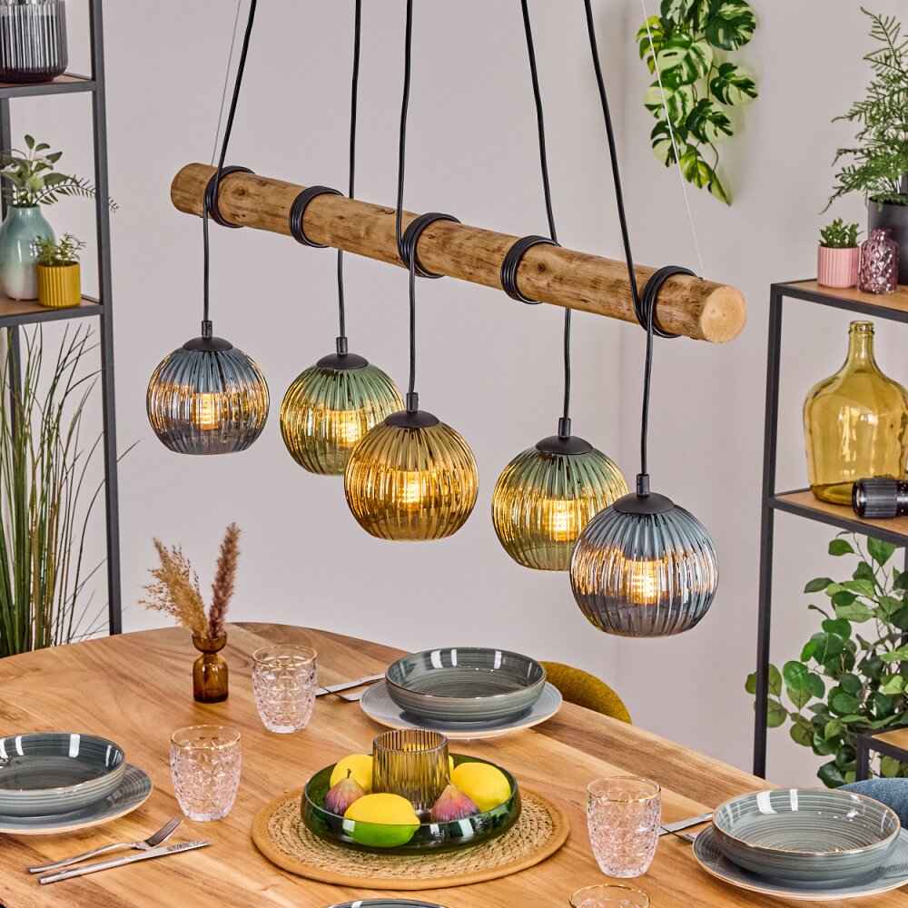 Koyoto Lámparas suspendidas, Luminarias esféricas, Lámparas colgantes Crudo, Negro, 5 luces main product photo