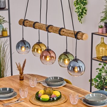 Koyoto Lámparas suspendidas, Luminarias esféricas, Lámparas colgantes Crudo, Negro, 5 luces