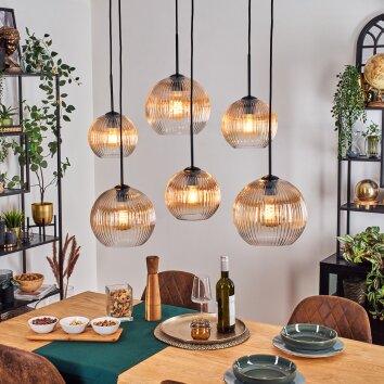 Koyoto Lámparas suspendidas, Luminarias esféricas, Lámparas colgantes Colores ámbar, Transparente, 6 luces