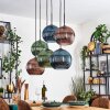 Koyoto Lámparas suspendidas, Luminarias esféricas, Lámparas colgantes Azul, Verde, Color cobre, 6 luces