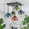 Koyoto Plafones, Luminarias esféricas Azul, Verde, Transparente, Color cobre, 5 luces
