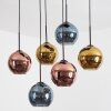 Koyoto Lámparas suspendidas, Luminarias esféricas, Lámparas colgantes Azul, dorado, Color cobre, 6 luces