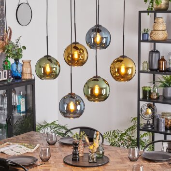 Koyoto Lámparas suspendidas, Luminarias esféricas, Lámparas colgantes Azul, dorado, Verde, 6 luces Koyoto Lámparas suspendidas, Luminarias esféricas, Lámparas colgantes Azul, dorado, Verde, 6 luces