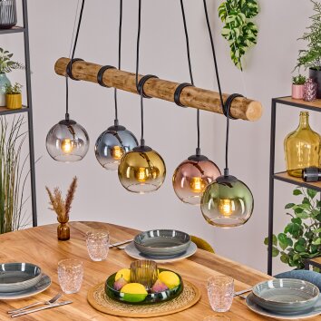 Koyoto Lámparas suspendidas, Luminarias esféricas, Lámparas colgantes Crudo, Negro, 5 luces