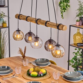 Koyoto Lámparas suspendidas, Luminarias esféricas, Lámparas colgantes Crudo, Negro, 5 luces