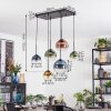 Koyoto Lámparas suspendidas, Luminarias esféricas, Lámparas colgantes Azul, dorado, Verde, Transparente, Color cobre, 6 luces