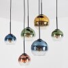 Koyoto Lámparas suspendidas, Luminarias esféricas, Lámparas colgantes Azul, dorado, Verde, Transparente, Color cobre, 6 luces