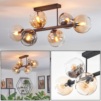Koyoto Plafones, Luminarias esféricas Colores ámbar, Transparente, Ahumado, 6 luces