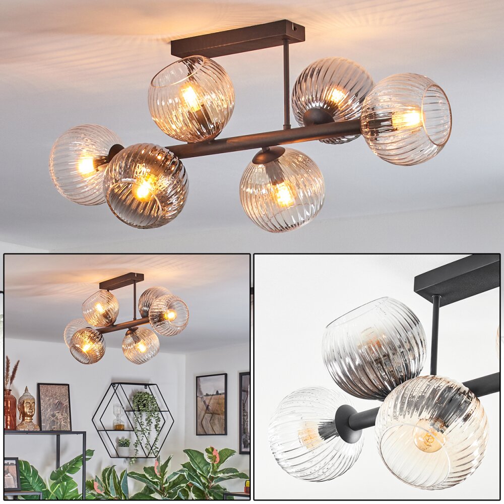 Koyoto Plafones, Luminarias esféricas Colores ámbar, Transparente, Ahumado, 6 luces main product photo