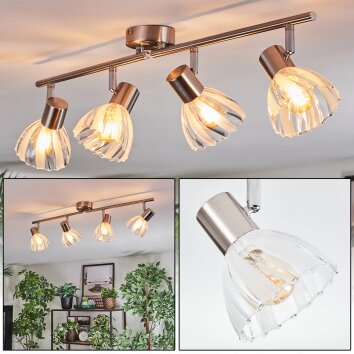 Saire Plafones, Spot techo Cromo, Níquel-mate, 4 luces