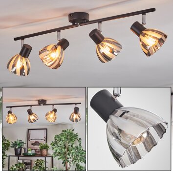 Saire Plafones, Spot techo Cromo, Negro, 4 luces
