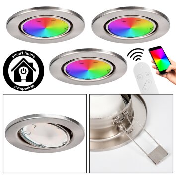 Osran Empotrables, Spot techo, Empotrables LED Níquel-mate, 3 luces, Mando a distancia