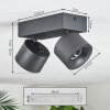 Narel Plafones, Spot techo LED Negro, 2 luces