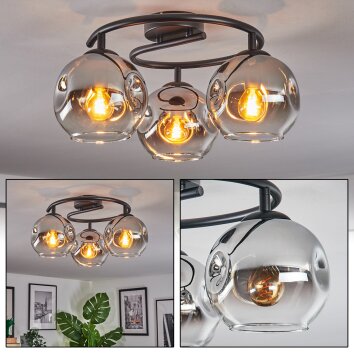 Ripoll Plafones, Luminarias esféricas Cromo, Transparente, Ahumado, 3 luces