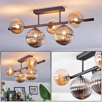 Chehalis Plafones, Luminarias esféricas Negro, 5 luces