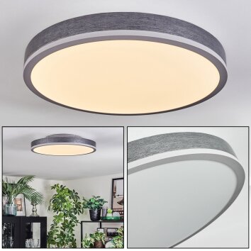 Salmi Plafones, Panel LED Gris, Plata, 1 luz