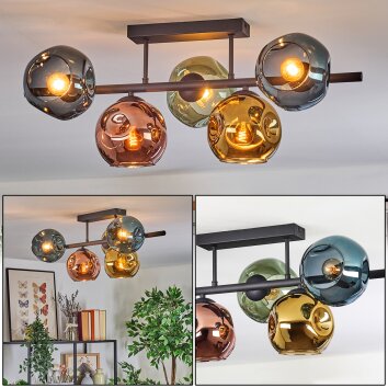Ripoll Plafones, Luminarias esféricas Azul, dorado, Verde, Color cobre, 5 luces
