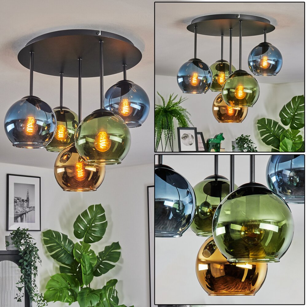 Koyoto Plafones, Luminarias esféricas 45 cm Azul, dorado, Verde, 5 luces main product photo