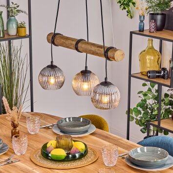 Koyoto Lámparas suspendidas, Luminarias esféricas, Lámparas colgantes Crudo, Negro, 3 luces